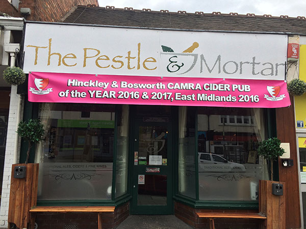 Outside the Pestle and Mortar microput in Hinckley